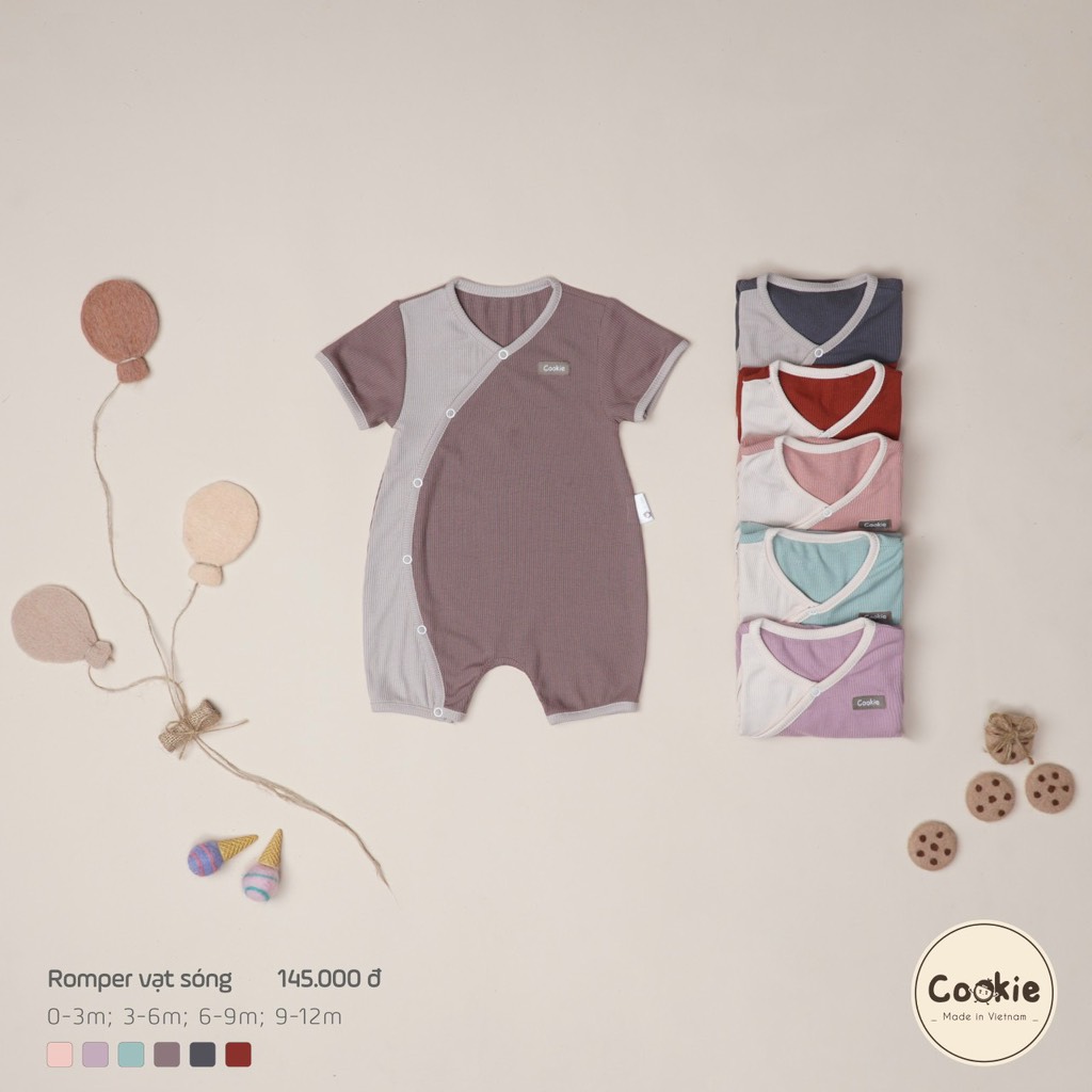 Romper vạt sóng - Body ngắn tay vạt chéo Cookie