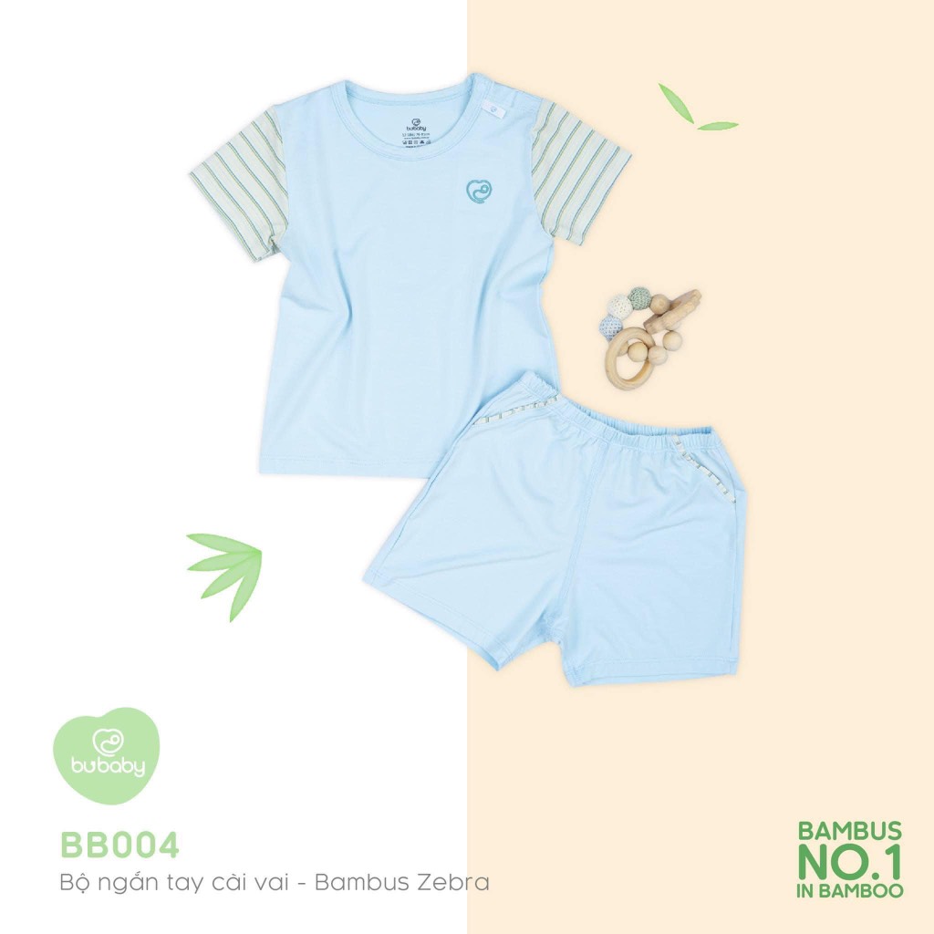 Bộ ngắn tay cài vai Bambus Zebra Bu Baby