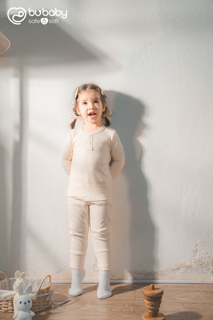(12M-5Y) Bộ dài tay cổ trụ Bu Siro Jacquard - BU Baby