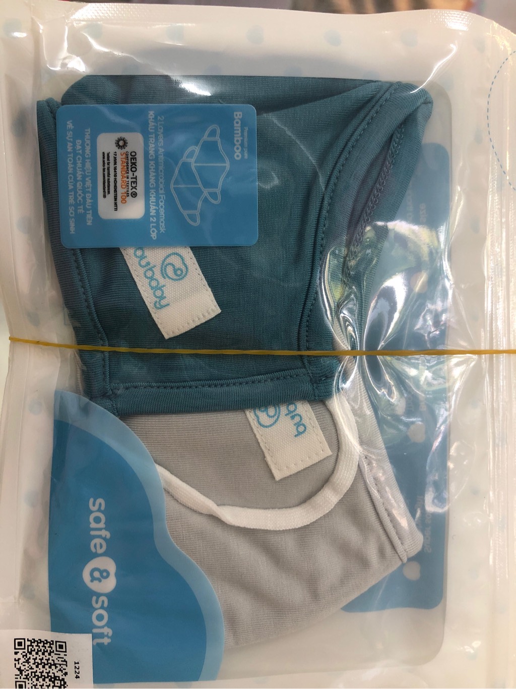 Set 2 khẩu trang cho bé vải sợi tre Bu Baby