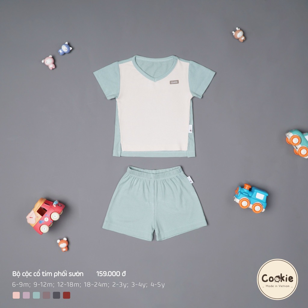 Bộ cộc cổ tim phối sườn Cookie