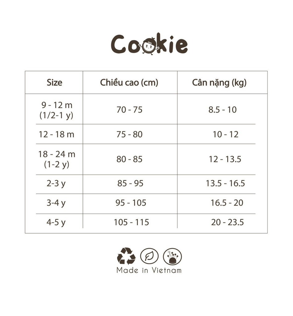 Bộ dài tay cài chéo liền tất không mũ sơ sinh 0-1m Cookie