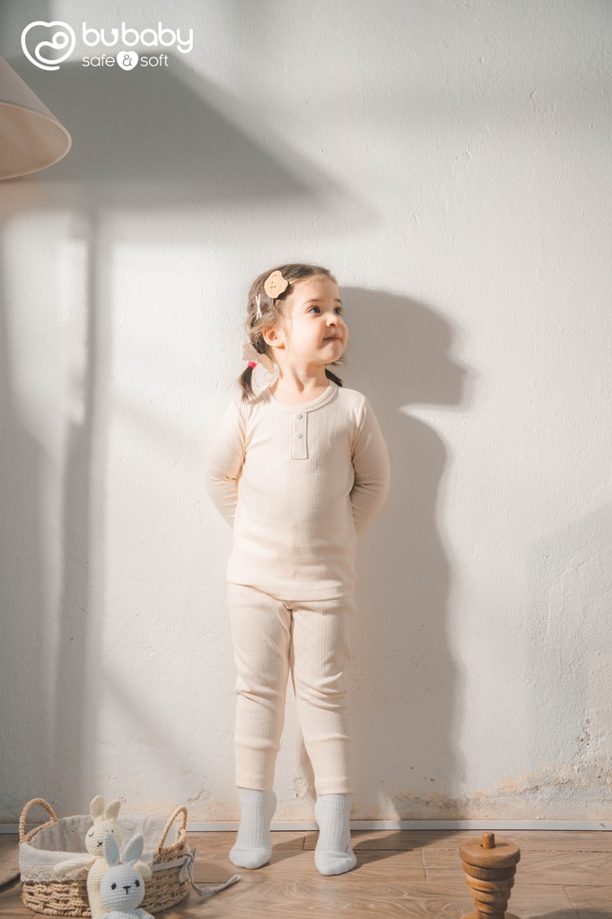 (12M-5Y) Bộ dài tay cổ trụ Bu Siro Jacquard - BU Baby