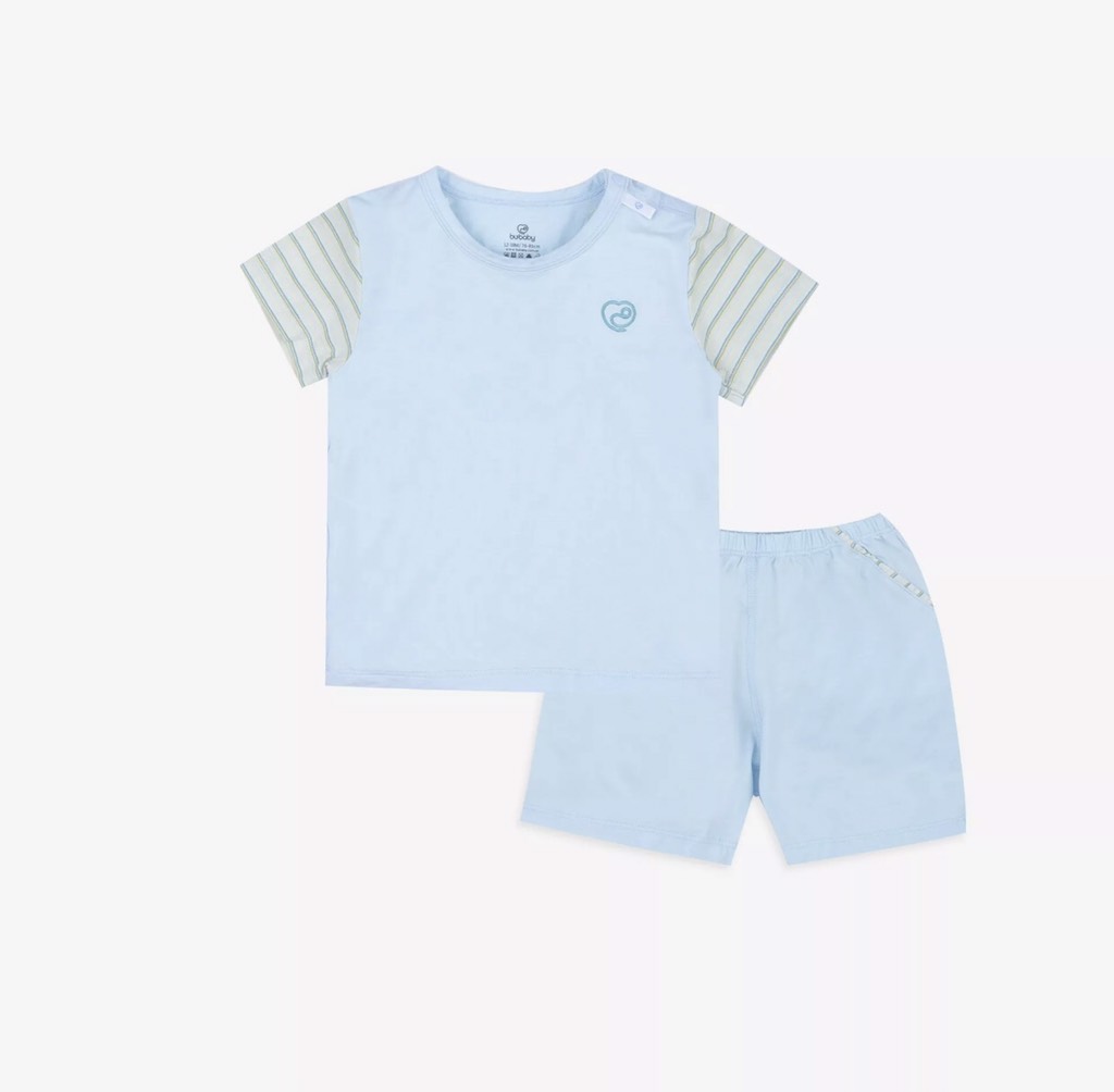 Bộ ngắn tay cài vai Bambus Zebra Bu Baby
