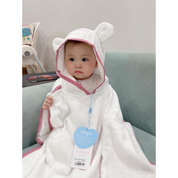 Khăn tắm dạng chui đầu tai gấu Cotton bông Bu Baby