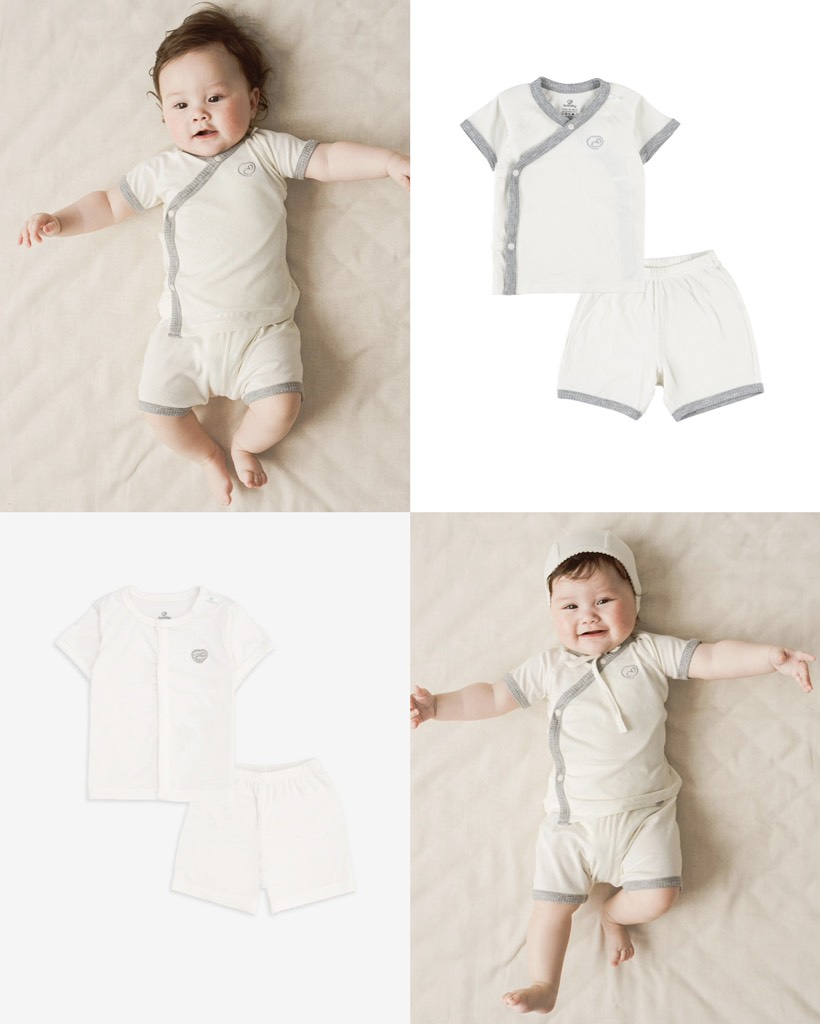 Bộ cộc tay cài giữa trắng Bu siro