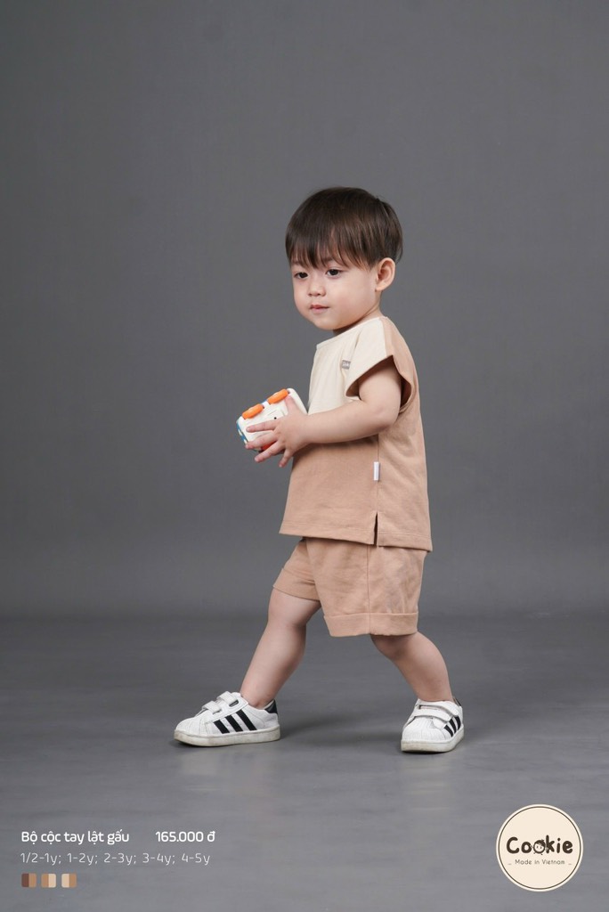 Bộ cộc tay lật gấu Cookie
