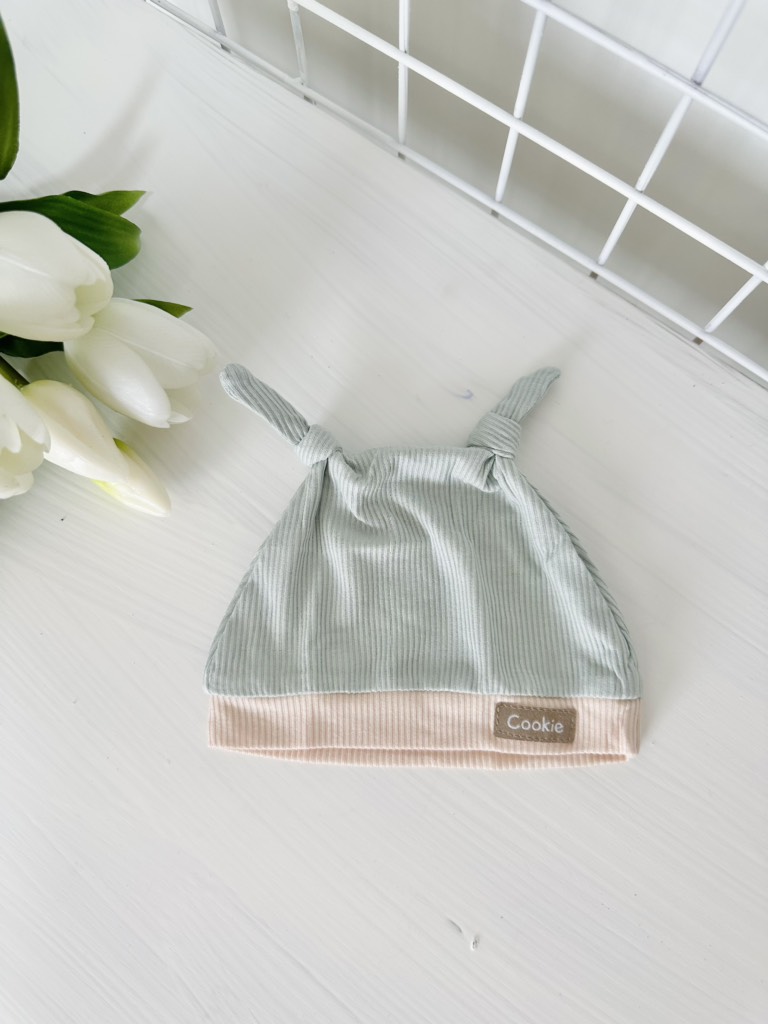 Mũ tròn sơ sinh 0-6m dáng ốc sên phối bo Cookie