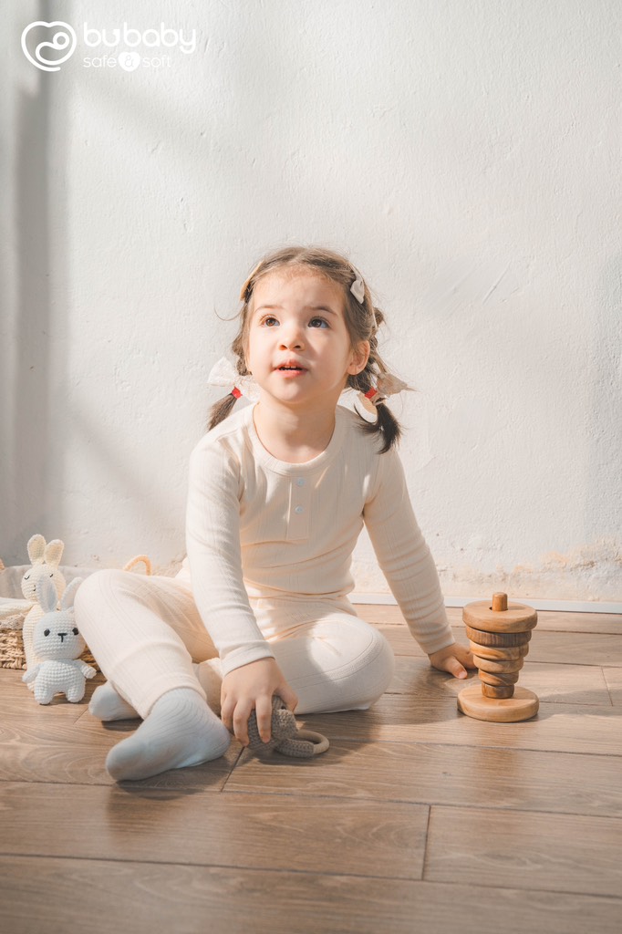 (12M-5Y) Bộ dài tay cổ trụ Bu Siro Jacquard - BU Baby