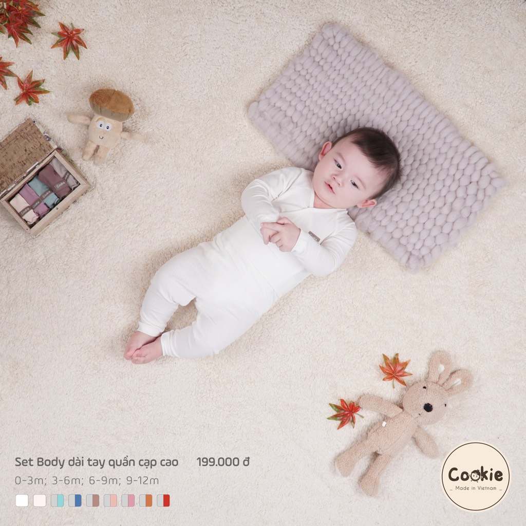 Set Body chip dài tay kèm quần cạp cao Cookie