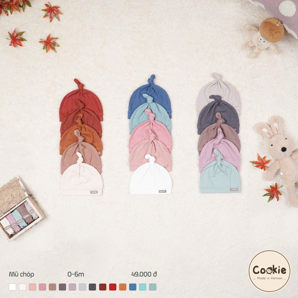 Mũ tròn sơ sinh 0-6m có chóp Cookie