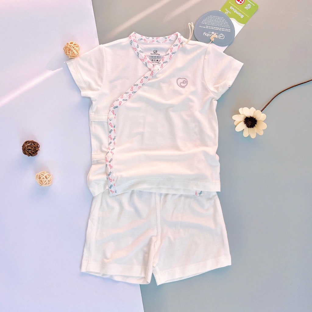 Bộ ngắn tay cài chéo Iconic BU Bambus BuBaby cho bé 0-6m