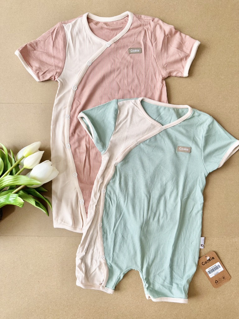 Romper vạt sóng - Body ngắn tay vạt chéo Cookie