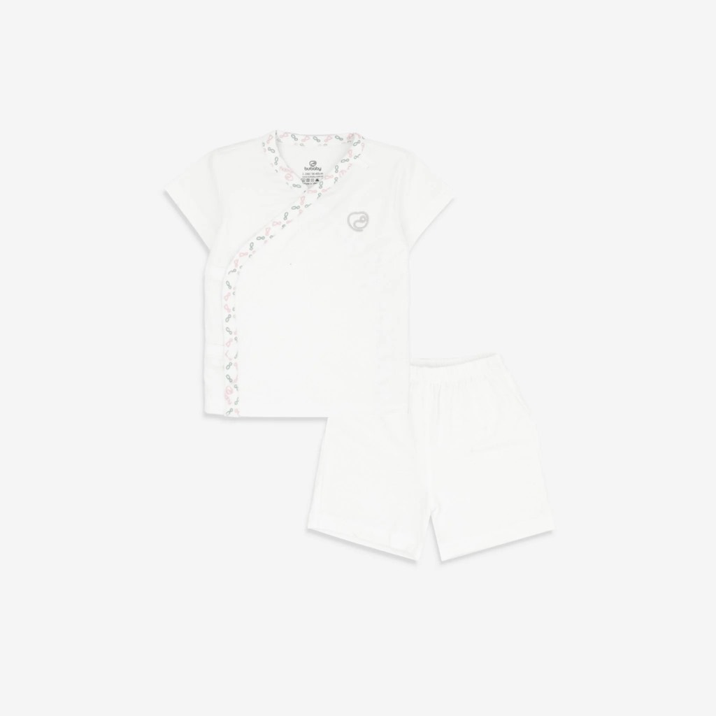 Bộ ngắn tay cài chéo Iconic BU Bambus BuBaby cho bé 0-6m