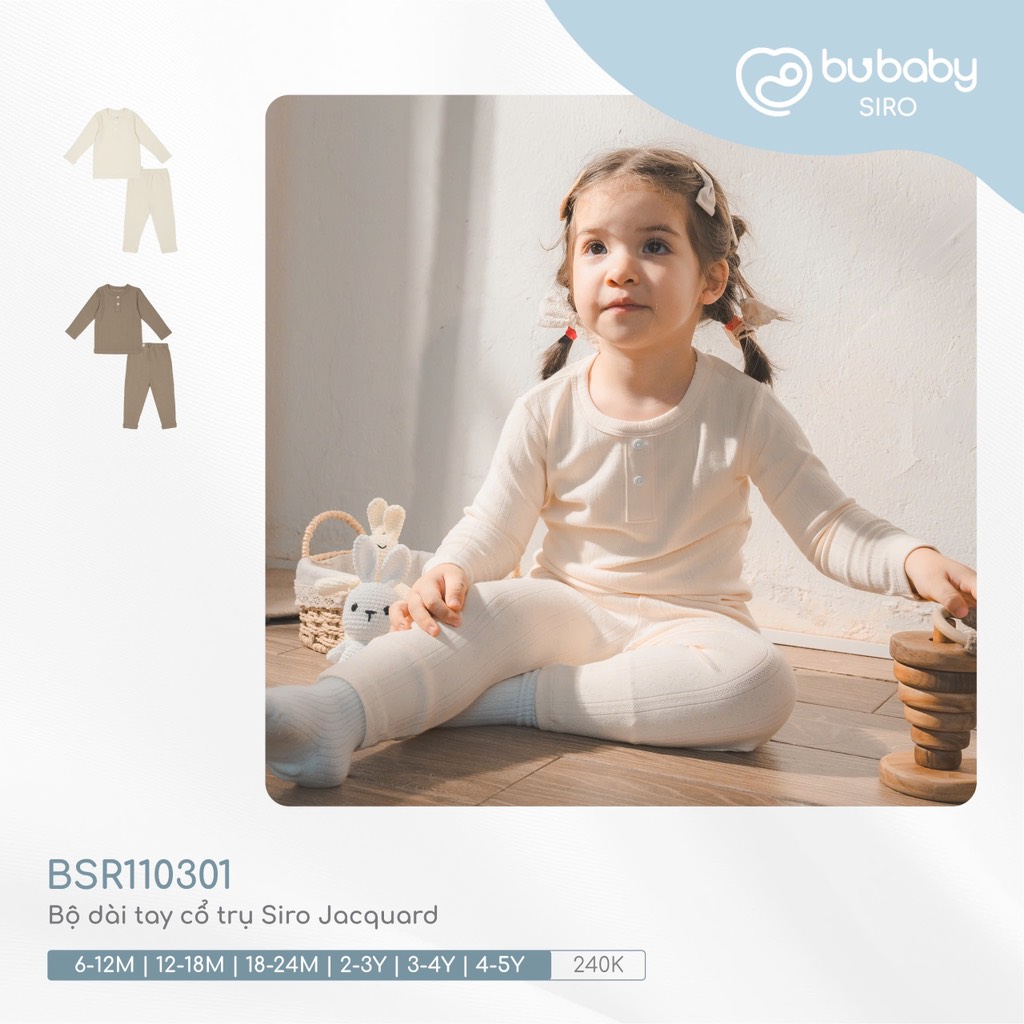 (12M-5Y) Bộ dài tay cổ trụ Bu Siro Jacquard - BU Baby