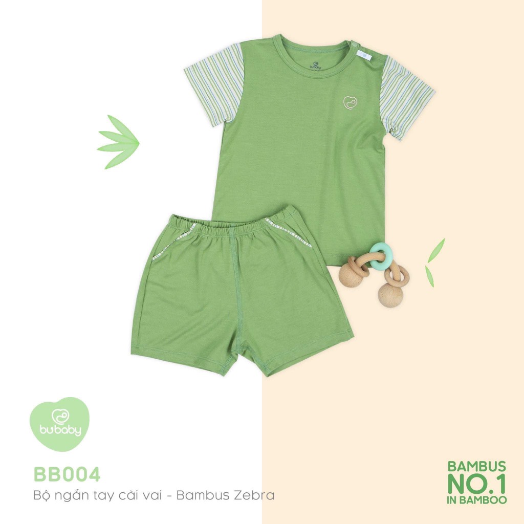 Bộ ngắn tay cài vai Bambus Zebra Bu Baby