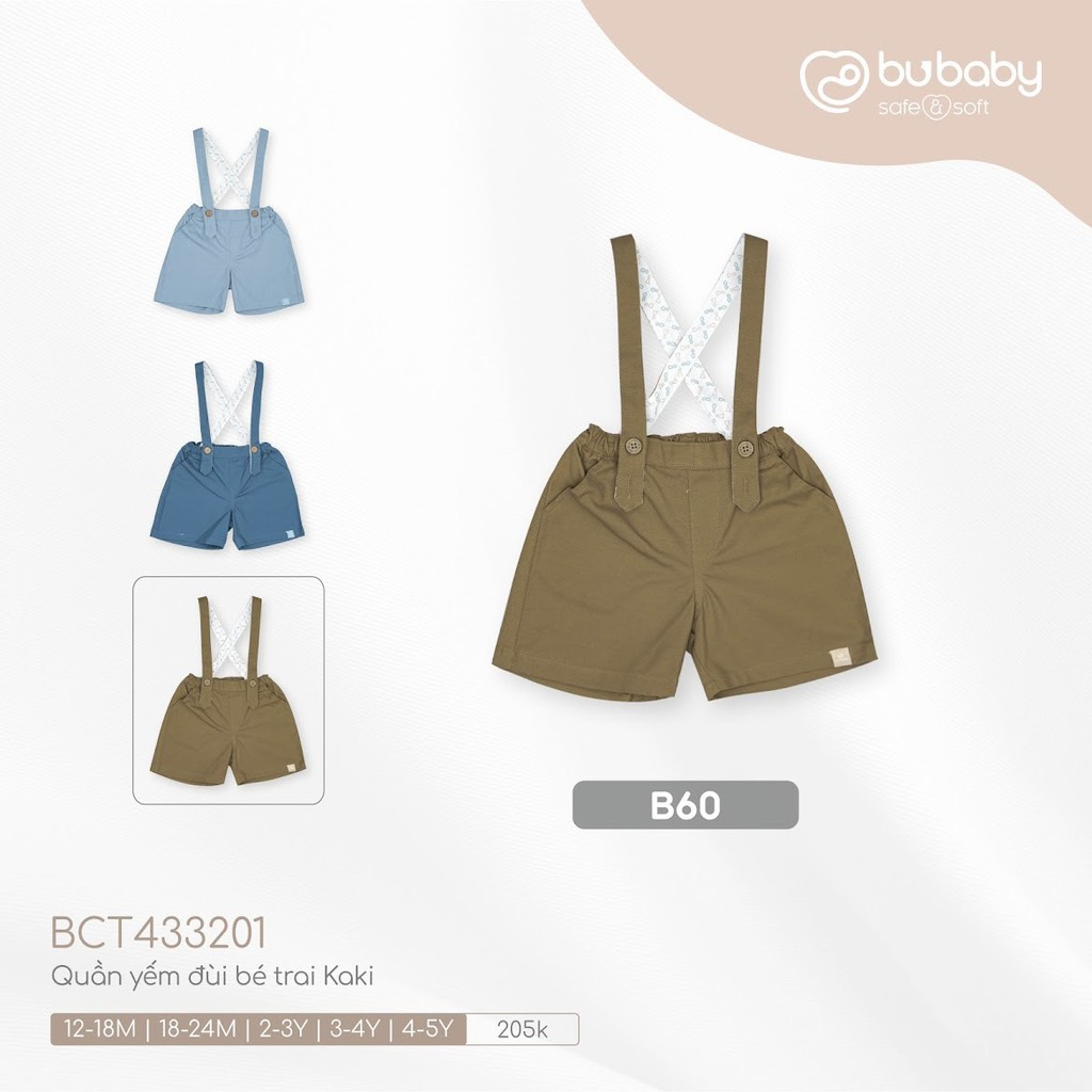 Quần yếm đùi bé trai kaki bubaby