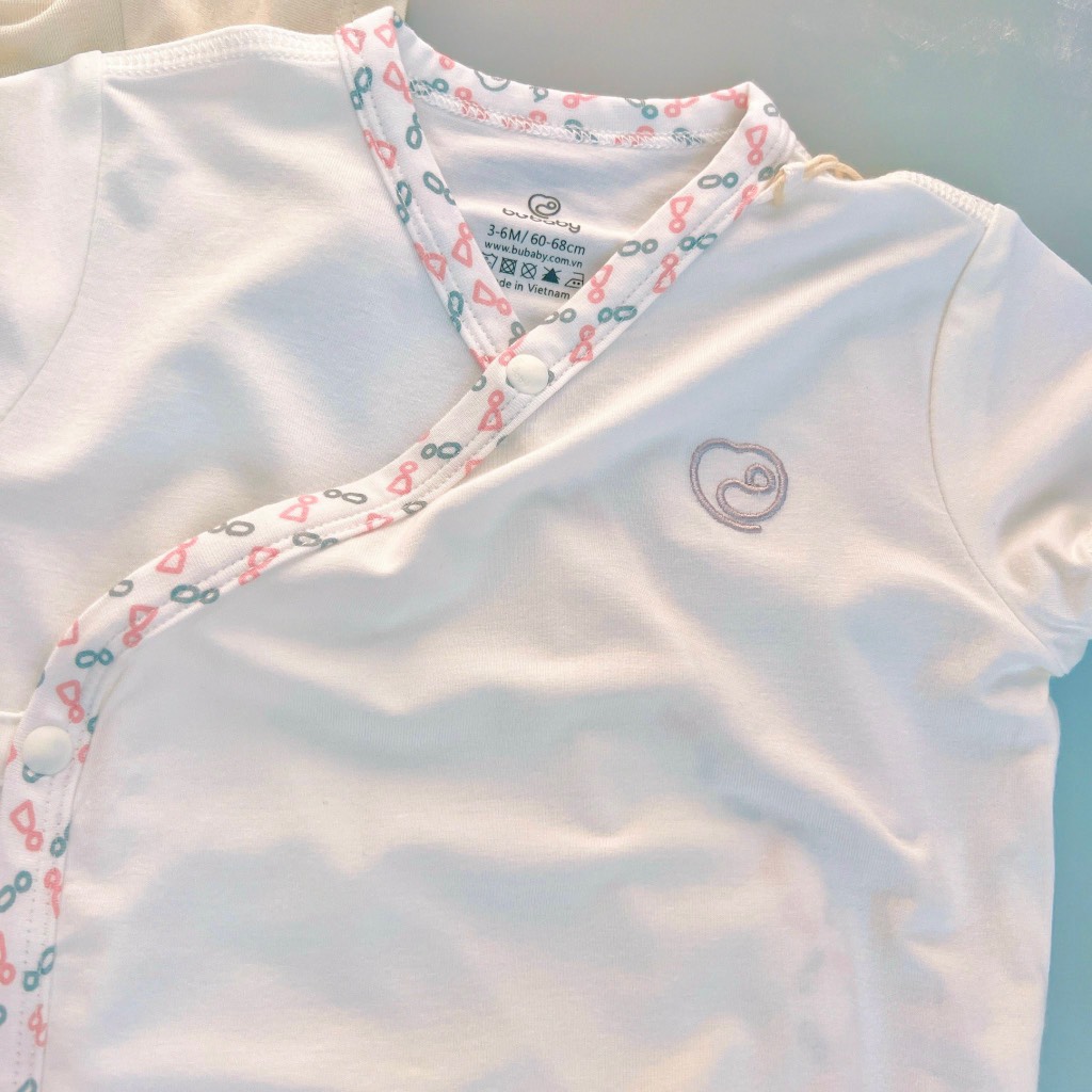 Bộ ngắn tay cài chéo Iconic BU Bambus BuBaby cho bé 0-6m