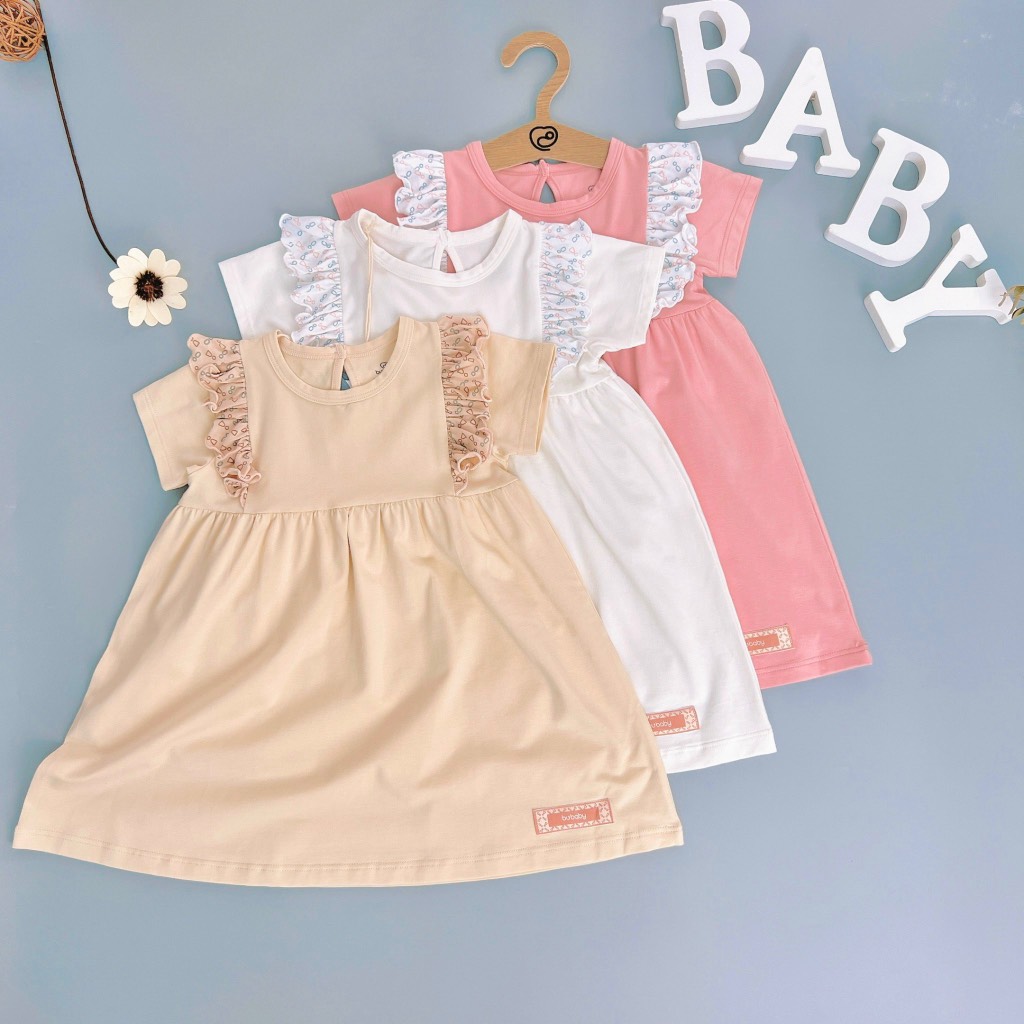 Váy ngắn tay phối bèo ngực Iconic Bubaby