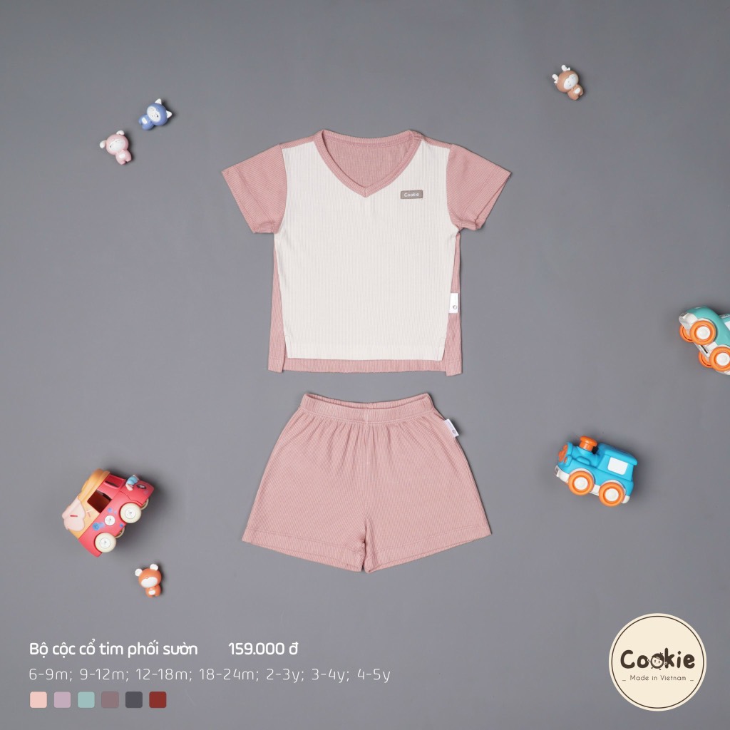 Bộ cộc cổ tim phối sườn Cookie