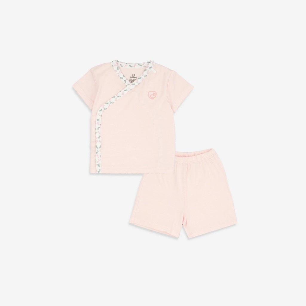 Bộ ngắn tay cài chéo Iconic BU Bambus BuBaby cho bé 0-6m