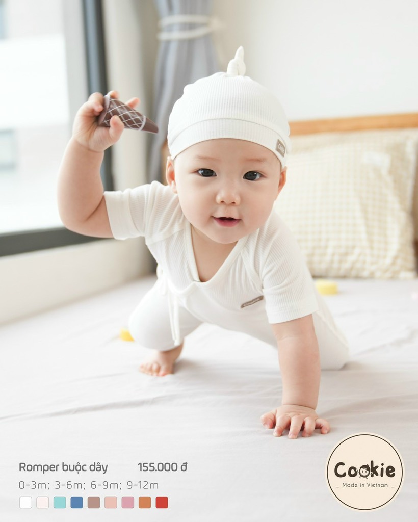Romper cộc tay quần dài vạt chéo - Body cộc tay vạt chéo Cookie