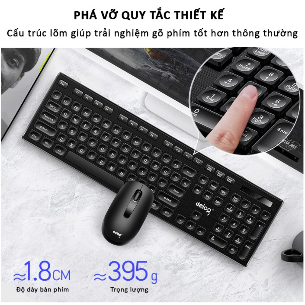 Combo Bàn Phím Chuột Không Dây Chính Hãng DEIOG V31 Wireless 2,4GHZ Làm Việc Văn Phòng Chơi Game Full Size 104 Key Mới 2024