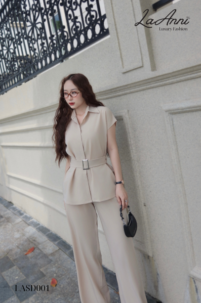Set quần dài áo lụa ý đai eo LASD001 tinh tế, hiện đại