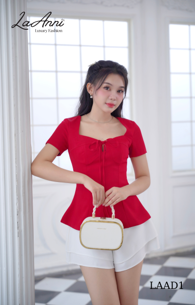 Áo cup cổ vuông dáng xòe thắt nơ trước LAAD1 quyến rũ