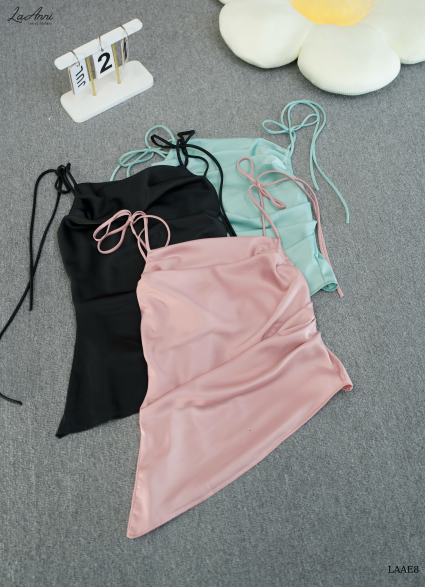 Set áo lụa xéo tà (kèm scrunchies) LAAE8