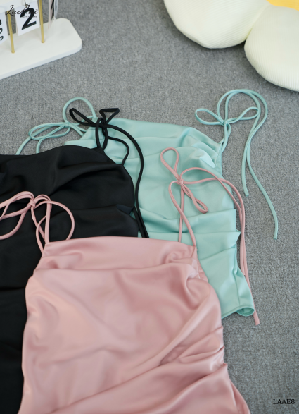 Set áo lụa xéo tà (kèm scrunchies) LAAE8