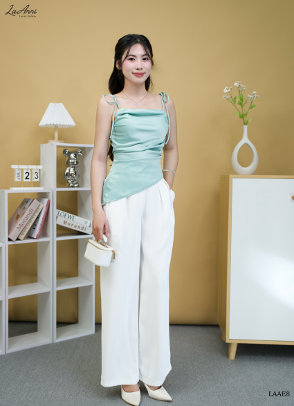 Set áo lụa xéo tà (kèm scrunchies) LAAE8
