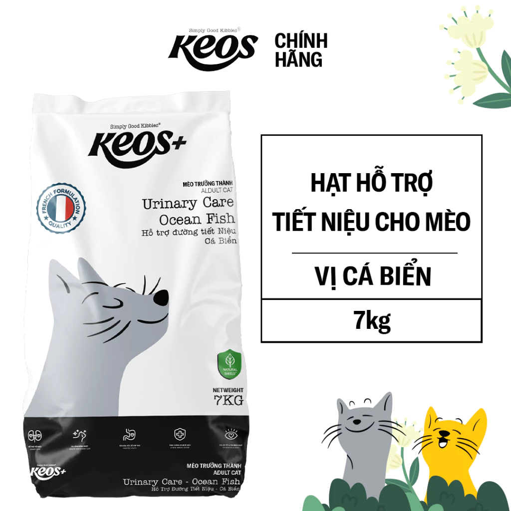Thức ăn hạt cho mèo hỗ trợ tiết niệu Keos+ vị Cá Biển 7kg