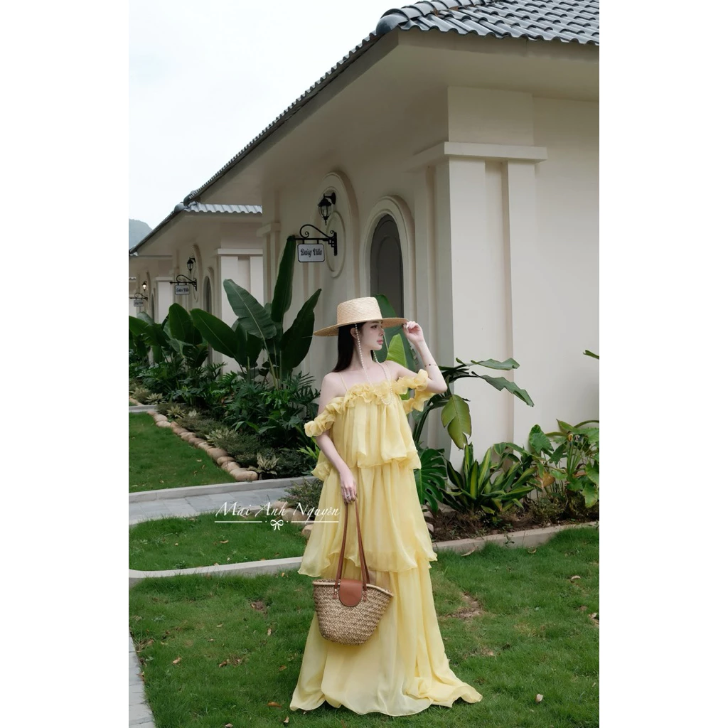 Váy maxi Tầng Bèo đi biển mùa hè
