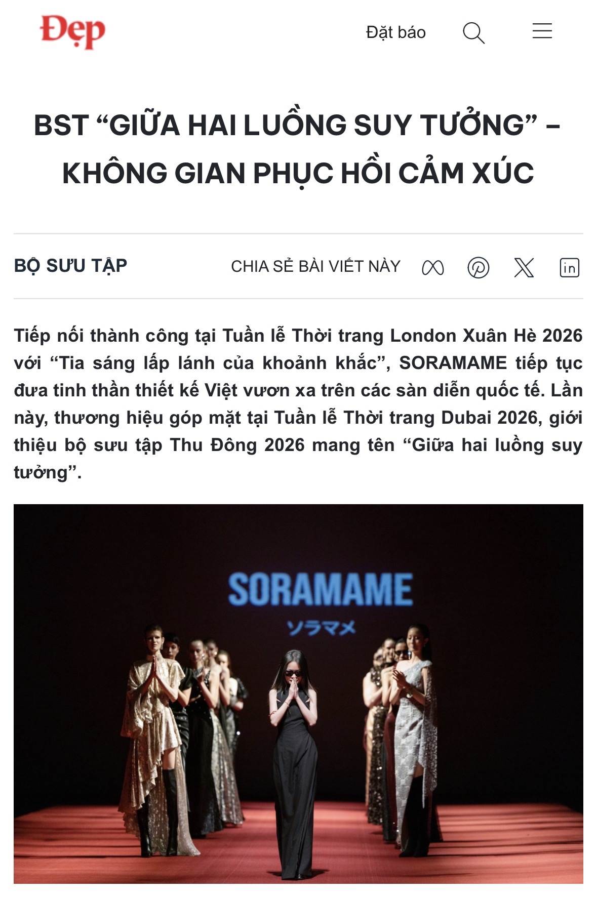 ĐẸP MAGAZINE: SORAMAME'S FW26 Collection Unveiled at Dubai Fashion Week