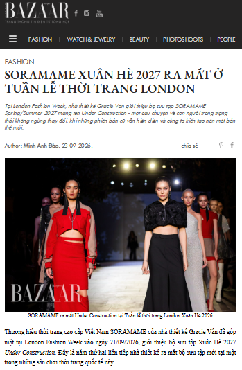 HARPER' BAZAAR VIỆT NAM: SORAMAME Spring/Summer 2027 Debuts at London Fashion Week