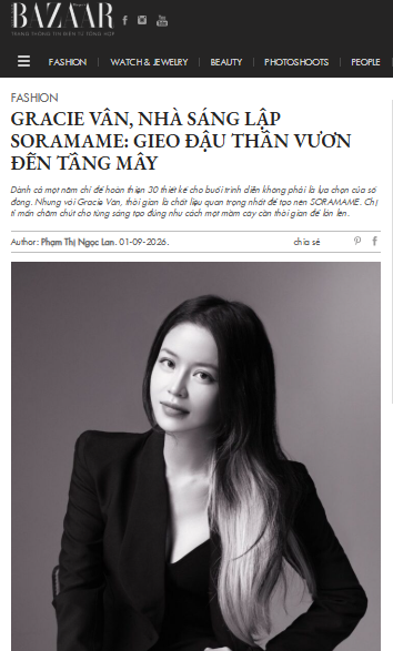 HARPER'S BAZAAR VIETNAM: Gracie Vân, Founder of SORAMAME: Planting the Magic Bean, Reaching for the Clouds