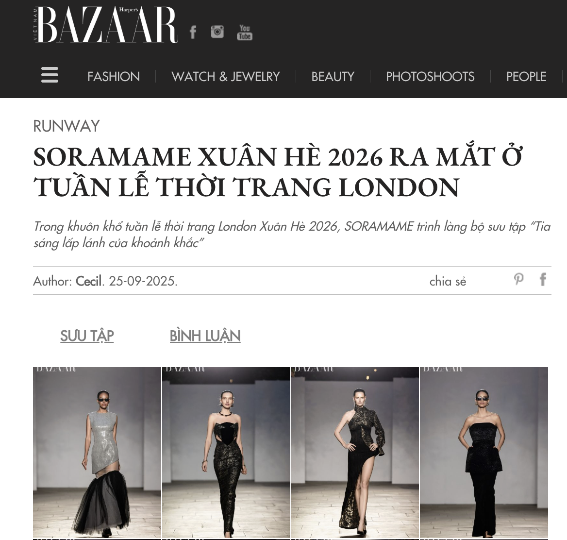 HARPER'S BAZAAR VIETNAM: SORAMAME'S SS26 Runway at London Fashion Week