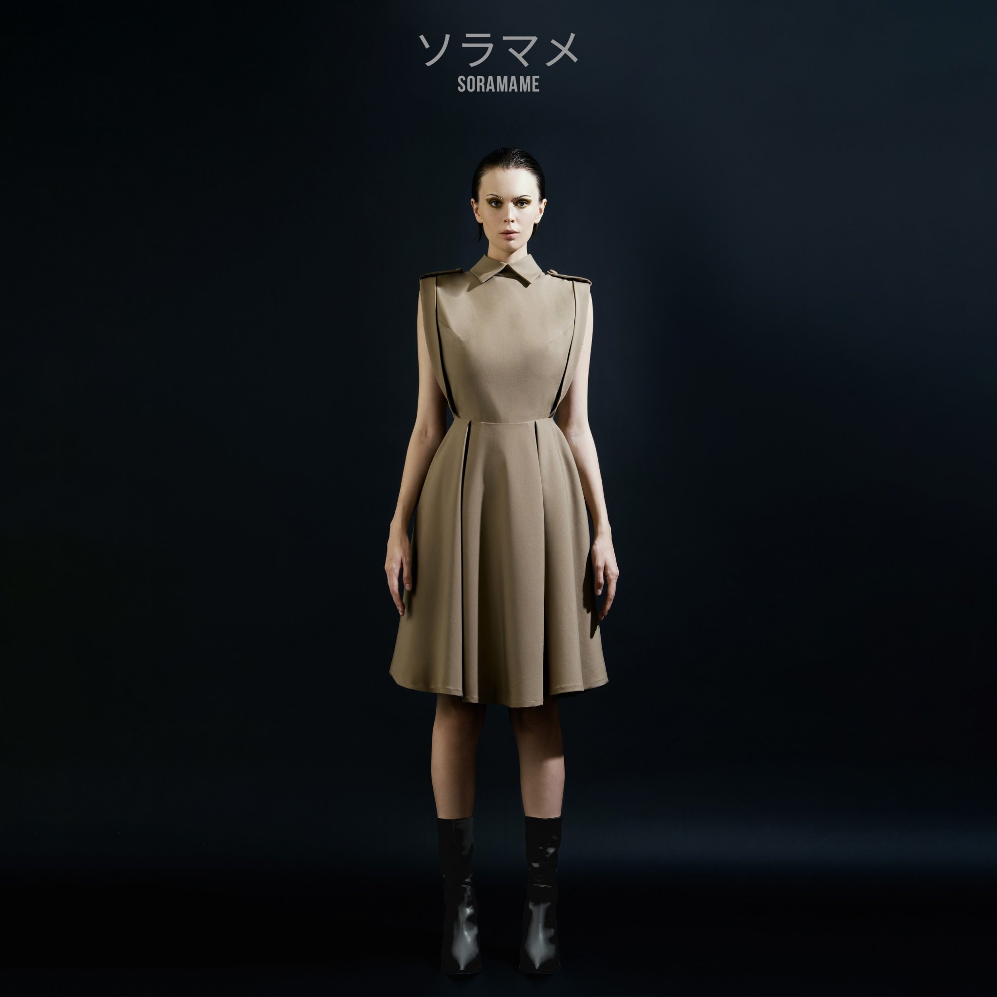 RAINCOAT SLEEVELESS PLEATED DRESS