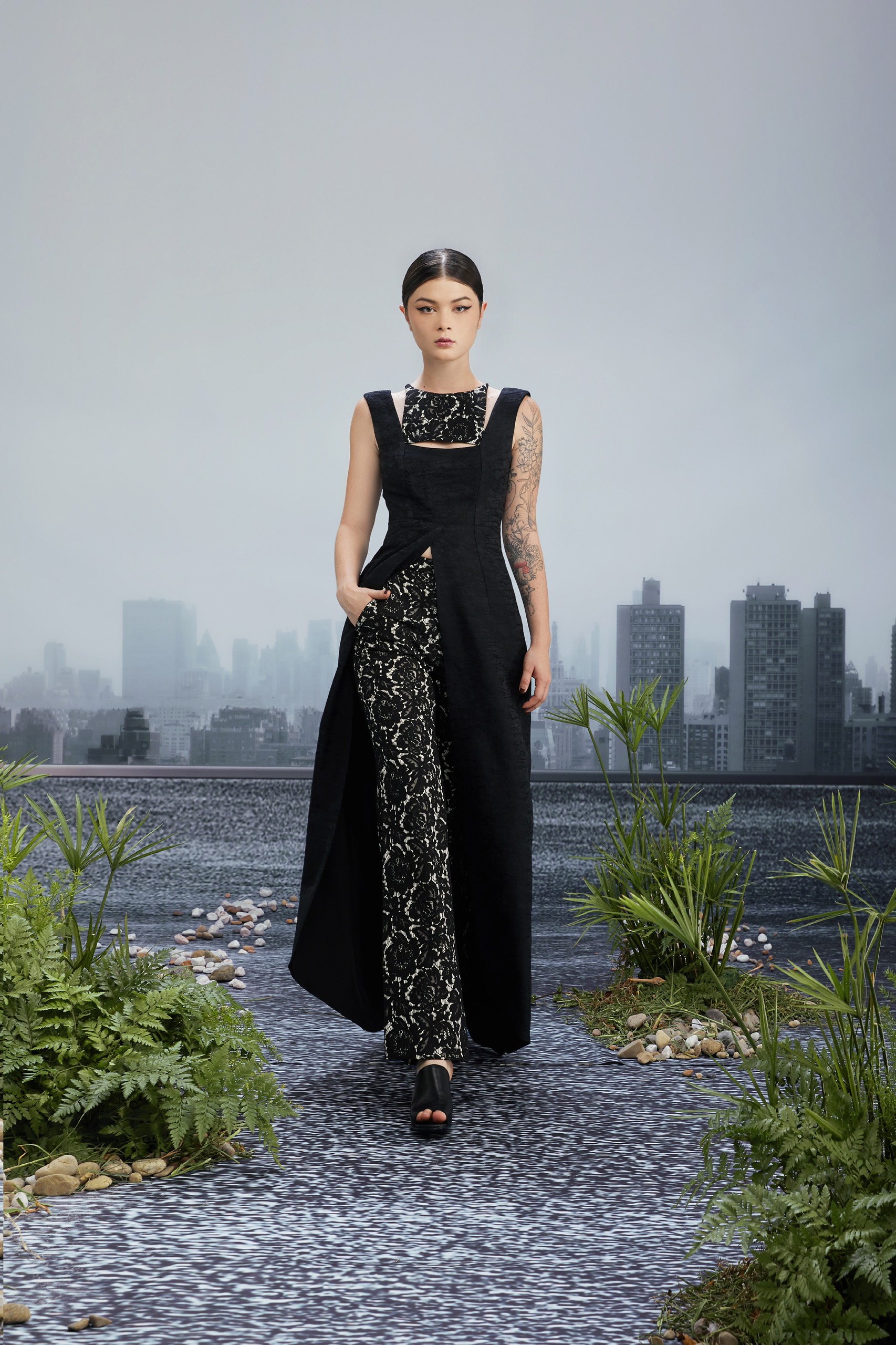 BLACK LACE TROUSERS