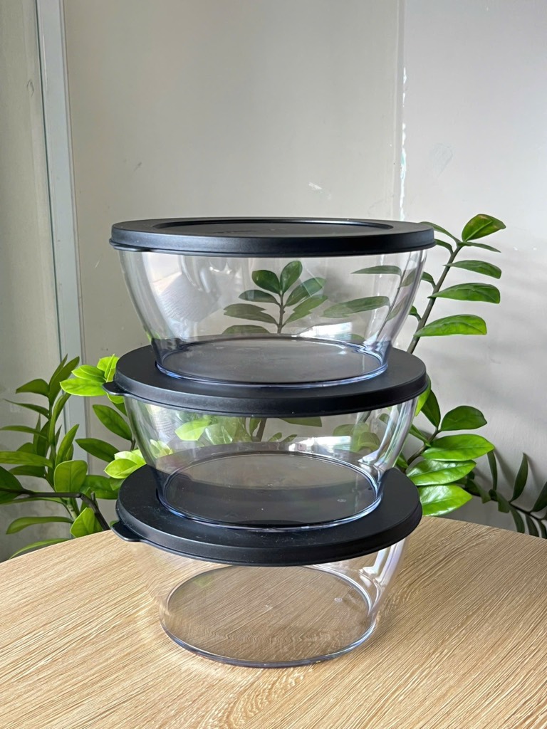 Tupmalay Hộp Tròn Màu Đen Clear Bowl 1.3L