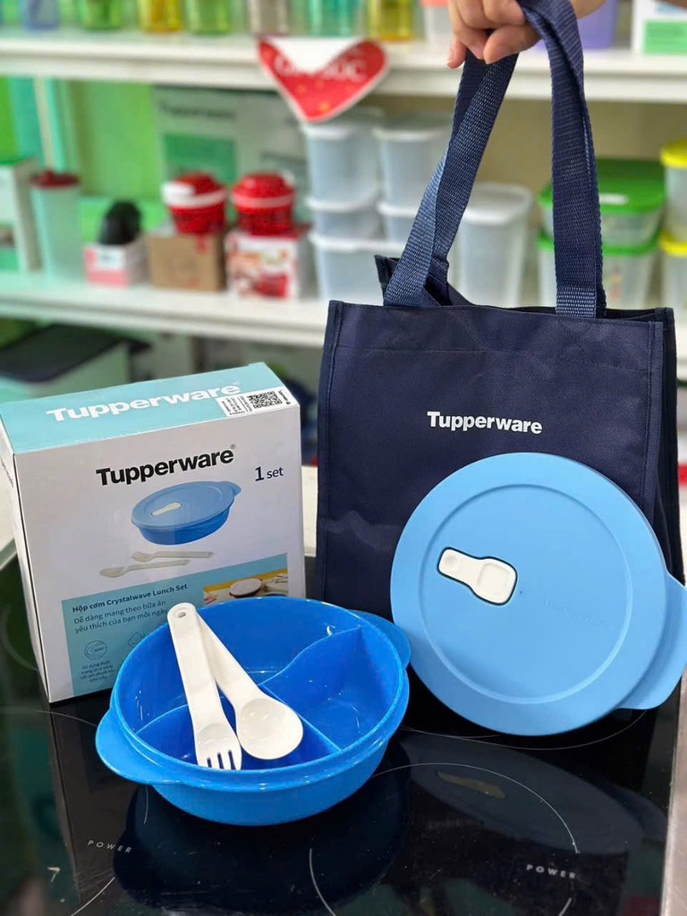 Bộ Hộp Cơm Tupperware Crystalwave Lunch Set - Chia Ngăn - Tupperware Chính Hãng