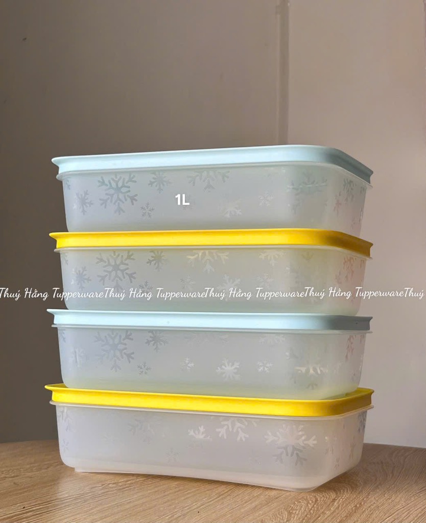 Tuptrung - 6 Hộp đông xanh min thân trong bông tuyết - gồm 2h 450ml 2h 1.1L 1h dẹp 1L 1h 2.5L - Tupperware