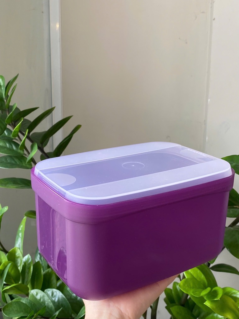 Hộp Tupperware Trữ Mát Tupperware Drawer Canister  - Tím Nắp Trắng Trong - Tupperware Malaysia Chính Hãng
