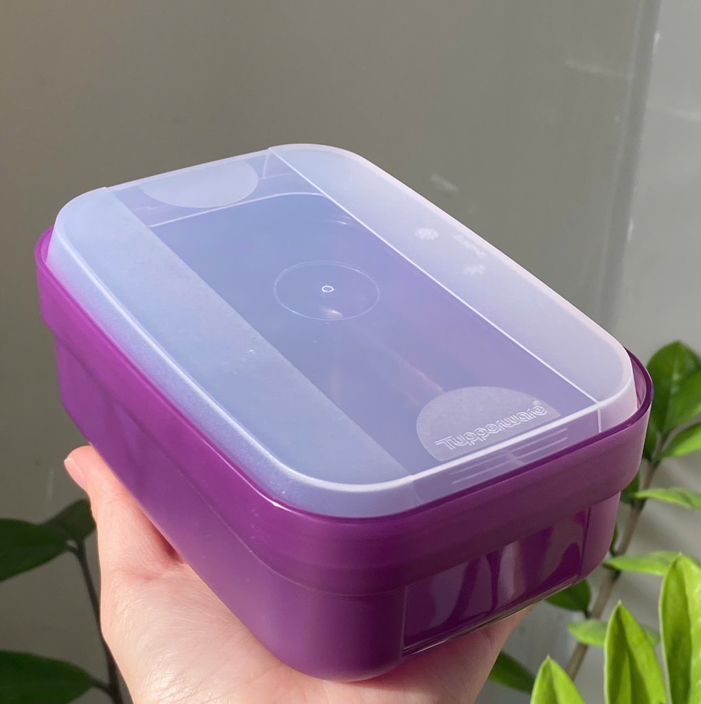 Hộp Tupperware Trữ Mát Tupperware Drawer Canister  - Tím Nắp Trắng Trong - Tupperware Malaysia Chính Hãng