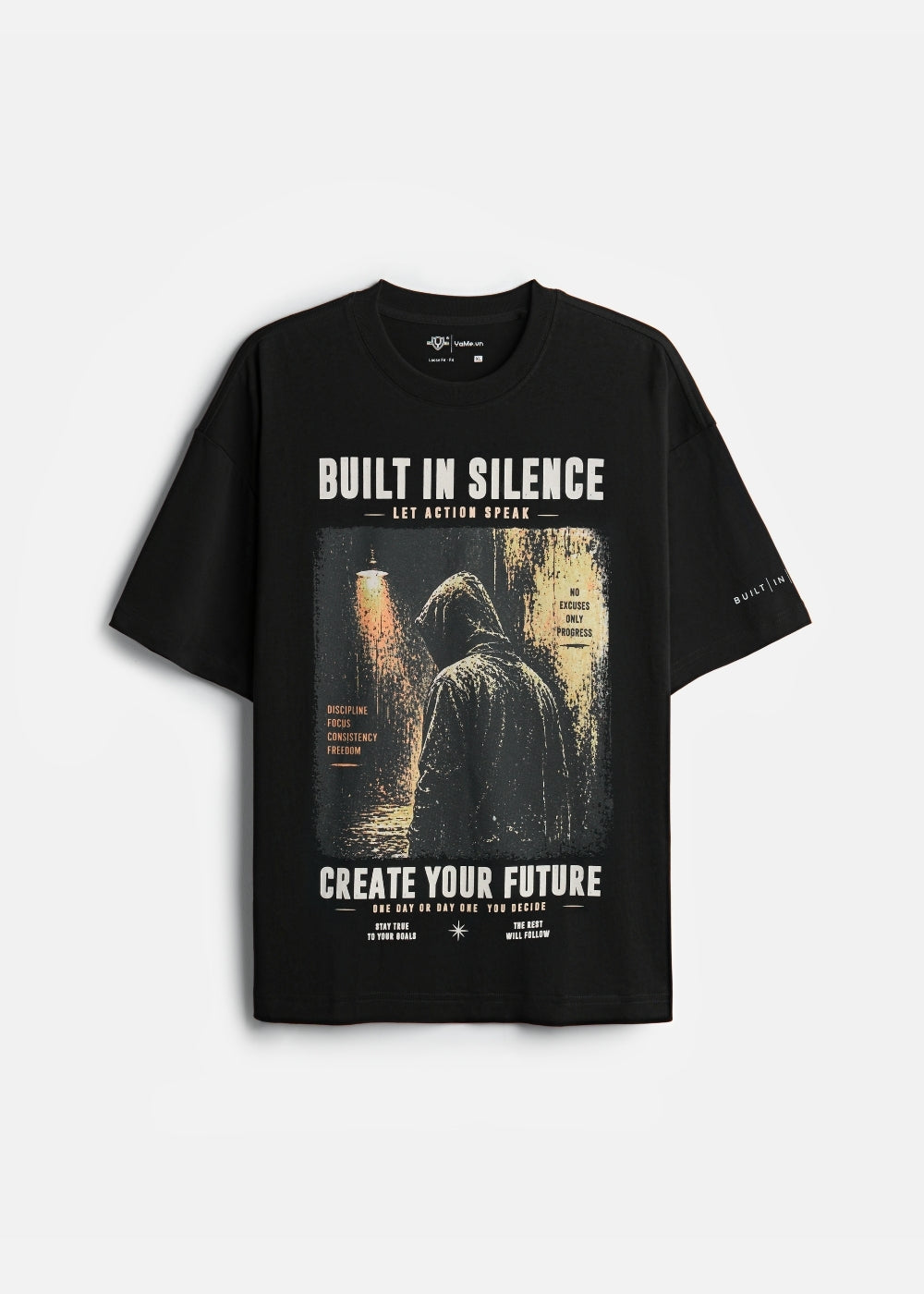 Áo Thun Unreal Silence Màu Đen Phom Rộng 225GSM