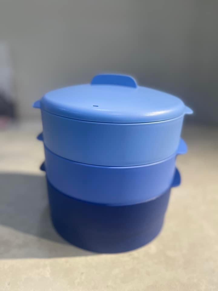 Xửng Hấp Tupperware Steam It 3 Tầng Màu Xanh Lavender