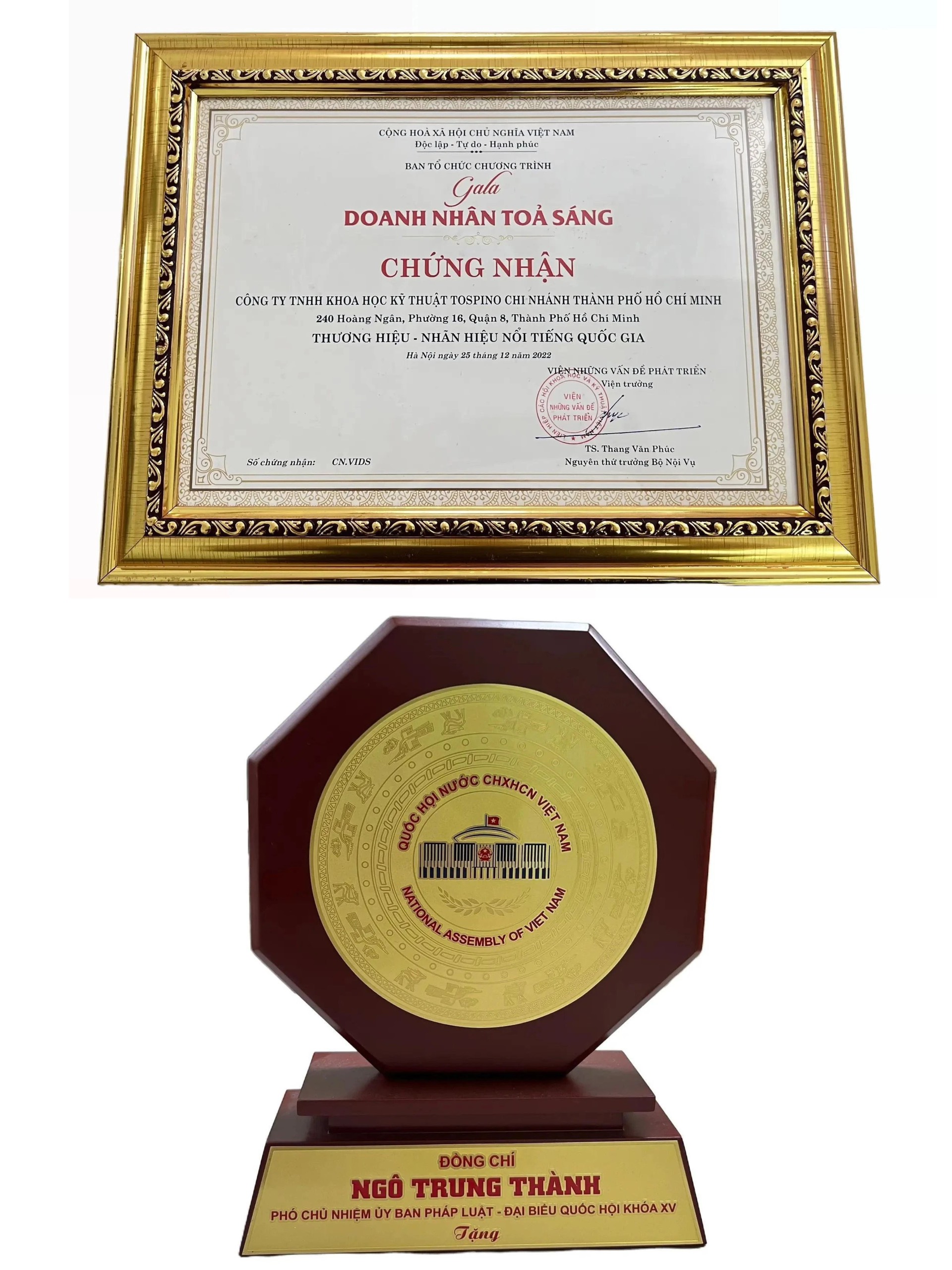 Giấy chứng nhận Doanh Nhân Tỏa Sáng Thương hiệu - Nhãn hiệu nổi tiếng quốc gia