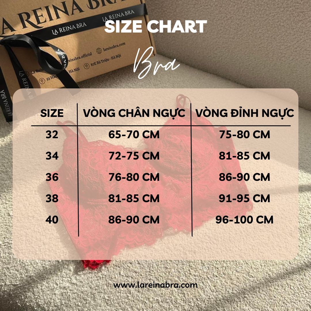 Áo ngực size 32, 34, 36, 38, 40, 42 là bao nhiêu cm