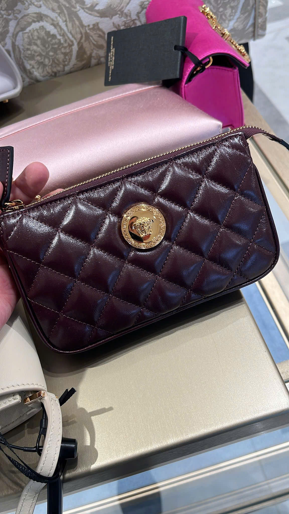 Túi Đeo Vai Versace Đỏ Mận